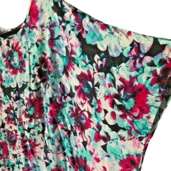 🌺NEW‼️EAST 5TH ABBY FLORAL MULTI SHORT SLEEVE OVERSIZED FLOWY BLOUSE TOP NWOT - Picture 3 of 7